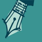 drawing of a fountain pen on a green background